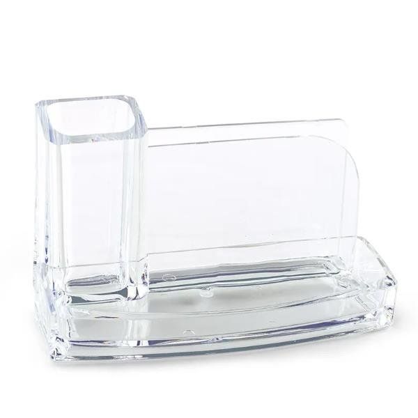 Portatutto da scrivania - acrilico - 20 x 12 x 10 cm - trasparente - Lebez