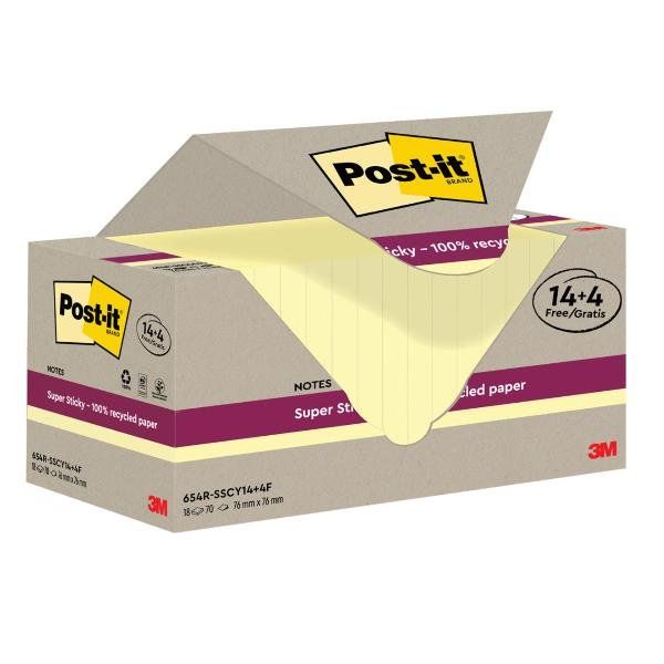 Post-it Super Sticky - Blocchi - 76 x 76 mm - 1260 fogli (18 x 70) - giallo can…