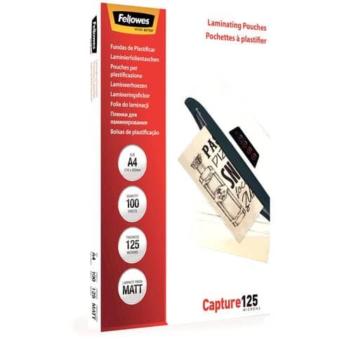 Pouches per plastificatrici Fellowes Standard Capture125 finitura opaca - 2x125…
