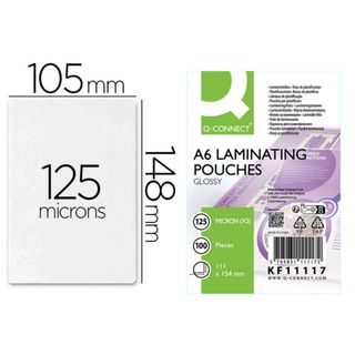 Pouches per plastificatrici Q-Connect 111x154 mm lucide A6 conf. 100 pz 125 mic…