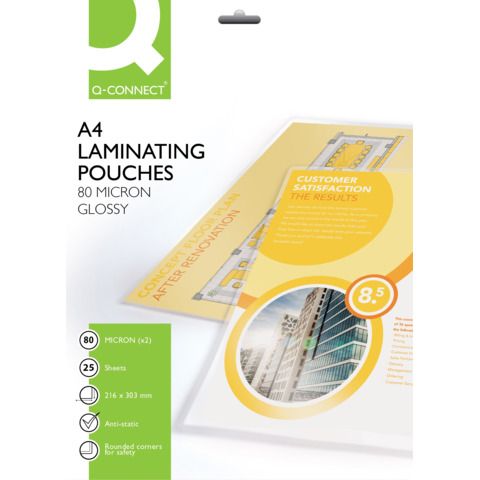 Pouches per plastificatrici Q-Connect 216x303 mm finitura lucida - 80 µm A4 - c…