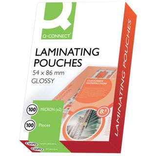 Pouches per plastificatrici Q-Connect 2x100 µm finitura lucida 54x86 mm Conf. 1…