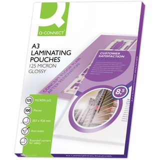 Pouches per plastificatrici Q-Connect 2x125 µm finitura lucida A3 Conf. 100 pez…