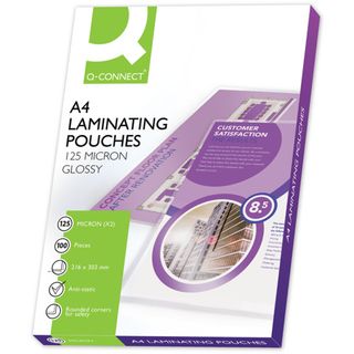 Pouches per plastificatrici Q-Connect 2x125 µm finitura lucida A4 Conf. 100 pez…