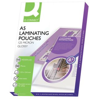 Pouches per plastificatrici Q-Connect 2x125 µm finitura lucida A5 Conf. 100 pez…