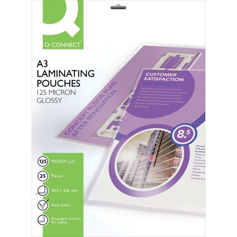 Pouches per plastificatrici Q-Connect 303x426 mm finitura lucida - 125 µm A3 - …