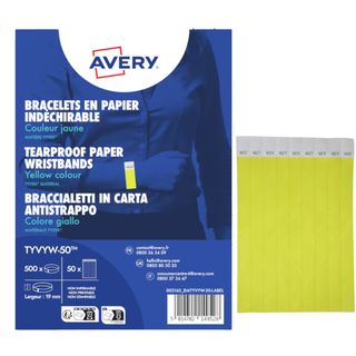 Braccialetti identificativi - in Tyvek - giallo fluo - 265 x 19 mm - 50 fogli -…