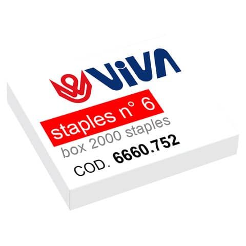 Punti metallici per cucitrici Viva 6/4 passo 6 mm argento conf. da 2000 - 6660.…