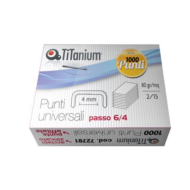 Punti universali - 6/4 - acciaio/zinco cromato - metallo - Titanium - conf. 100…