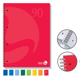 Quaderno Colors - A5 - 1 rigo - 60 fogli - 90gr - c/fori - spiralato - BM