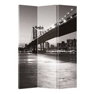 Paravento a 3 ante Serena Group in legno e carta di riso fantasia Brooklyn 120x…