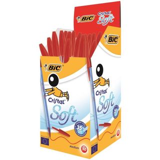 Penna a sfera con cappuccio Cristal Soft - punta 1,2mm - rosso - Bic - conf. 50…