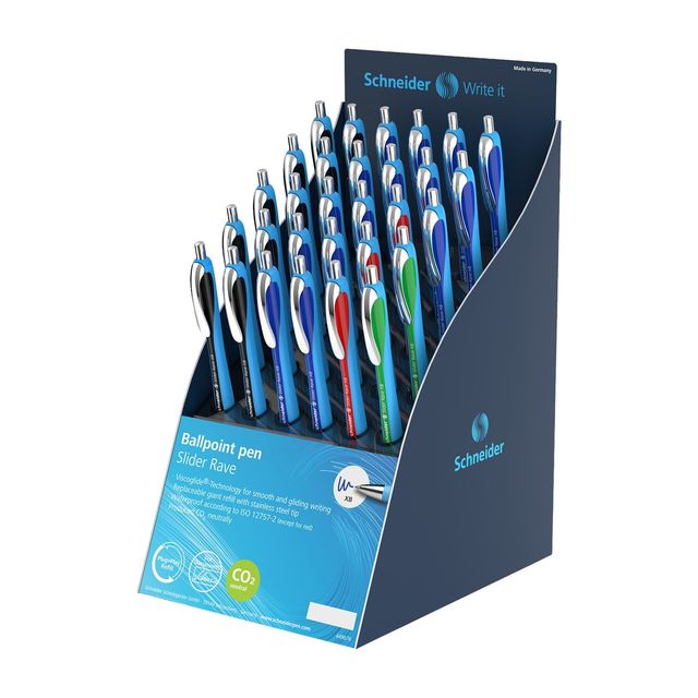 Penna sfera Slider Rave - colori assortiti (blu/nero/rosso/verde) - Schneider -…