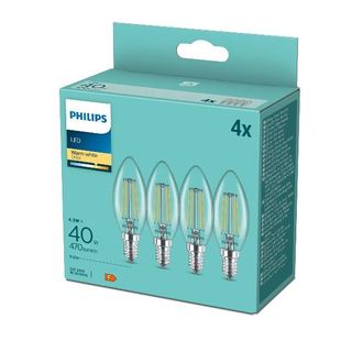Philips LED Classic Candle - Lampadina con filamento LED - forma: B35 - traspar…