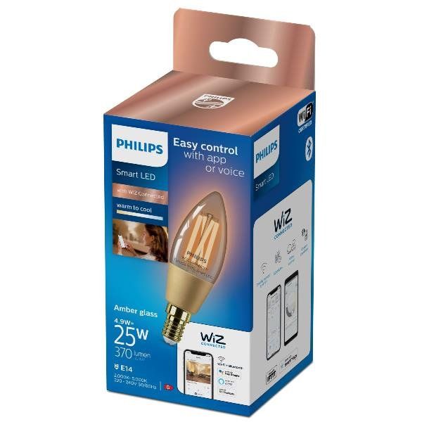Philips Smart - Lampadina con filamento LED - forma: C35 - E14 - 4.9 W (equival…