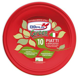 Piatti fondi Dopla Green biodegradabili e compostabili - Ø 220 mm rosso - conf.…