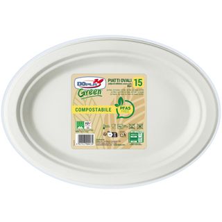 Piatti ovali bianchi in polpa Dopla Green Maxi Pfas Free 254x317 mm bianco - Ø …