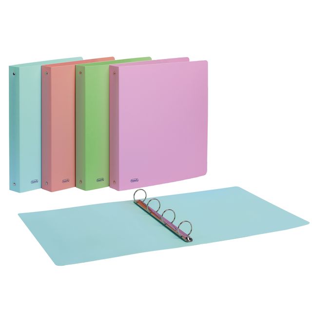 Raccoglitore Pastel - 22 x 30 cm - 4 anelli tondi 15 mm - PP - colori assortiti…