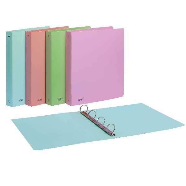 Raccoglitore Pastel - 22 x 30 cm - 4 anelli tondi 30 mm - PP - colori assortiti…