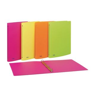 Raccoglitore neon - 22 x 30 cm - 4 anelli tondi 15 mm- PP - colori assortiti - …