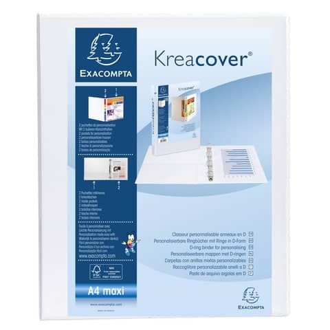 Raccoglitore personalizzabile Exacompta A4 maxi Kreacover® bianco 4 anelli a D …