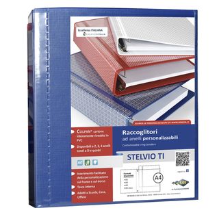 Raccoglitore personalizzabile Stelvio TI - 22 x 30 cm - 4 anelli a D 50 mm - do…