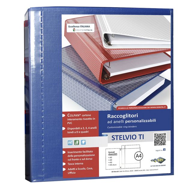 Raccoglitore personalizzabile Stelvio TI - 22 x 30 cm - 4 anelli a D 50 mm - do…