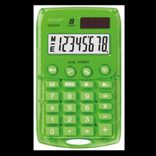 Rebell Starlet GR, Tasca, Calcolatrice di base, 8 cifre, Batteria/Solare, Verde