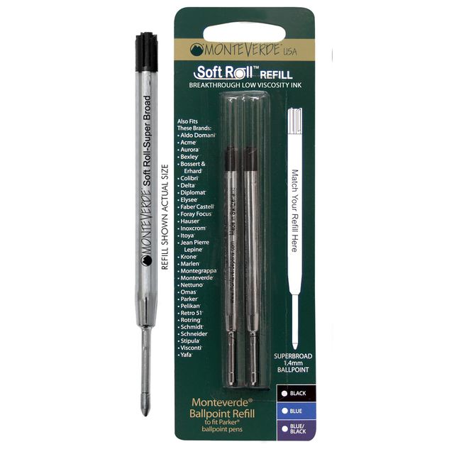 Refill per sfera Parker - punta large - nero - Monteverde - conf. 2 pezzi