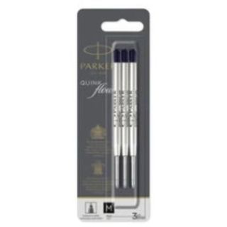 Refill sfera QuinkFlow - punta media - metallo - nero - Parker - blister 3 pezzi