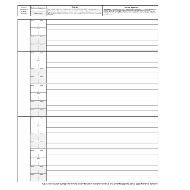 Registro antiriciclaggio operatori non finanziari - 31 x 24 - 96 fogli - Edipro