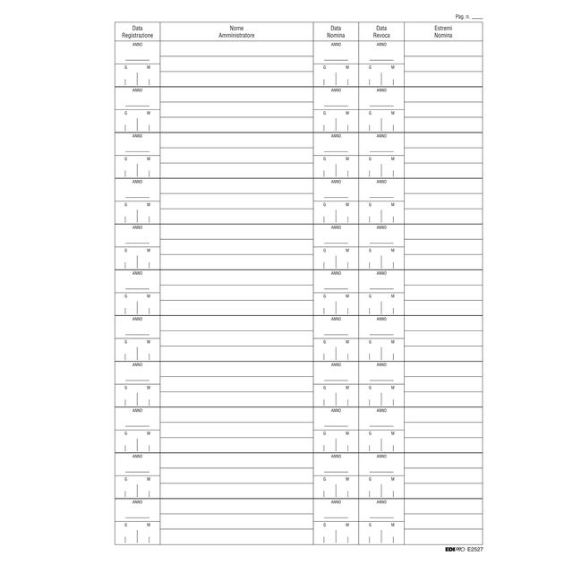 Registro nomina/revoca amministratore - 297 x 210mm - 16 fogli - Edipro