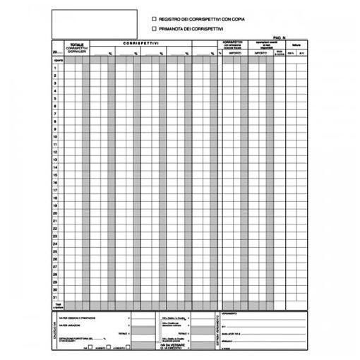 Registro prima nota Iva corrispettivi - 25/25 fogli autoricalcanti - 29,7 x 23c…