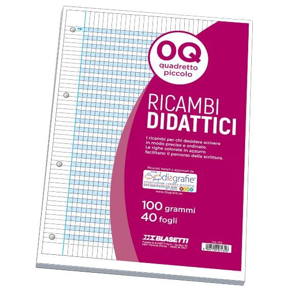 Ricambi didattici forati - A4 - 5 mm c/margine - 100 gr - Blasetti - conf. 40 p…