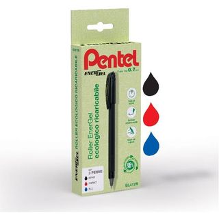 Roller Energel Recycology 96% - punta 0,7 mm - nero/rosso/blu - Pentel - conf. …
