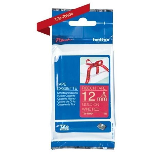 Brother - Nastro - 12 mm x 4 mt - Oro / Rosso - TZERW34