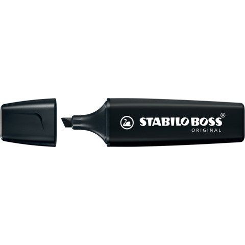STABILO BOSS ORIGINAL MARCATORE PUNTA A SCALPELLO 2/5 mm NERO CONF 10 Pz.