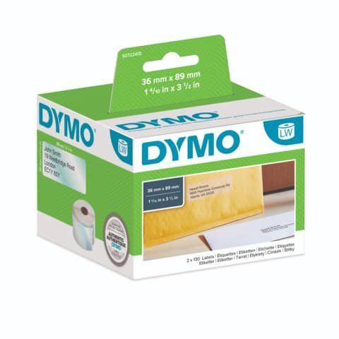 Rotolo 260 etichette LW 990130 - 36 x 89 mm - indirizzi - plastica trasparente …