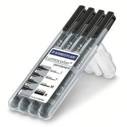STAEDTLER Lumocolor - Marcatore - permanente - nero (pacchetto di 4)