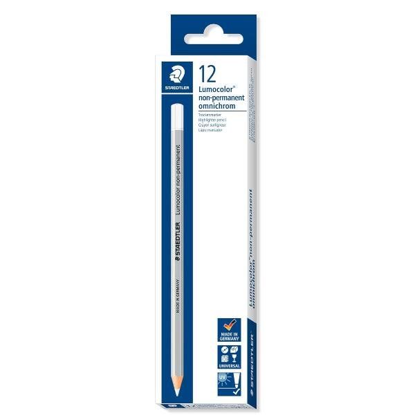 STAEDTLER OMNICHROM LUMOCOLOR MATITA ESAGONALE NON PERMANENTE BIANCO CONF 12 Pz.