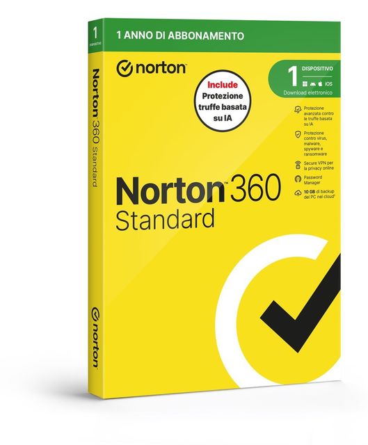 SYMANTEC NORTON 360 STANDARD 2026 - ANTITRUFFA- 1 DISPOSITIVO 12 MESI 10GB - IT…