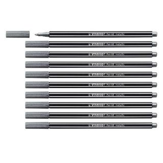STABILO Pen 68 metallic - Penna punta in fibra - argento - inchiostro base acqu…