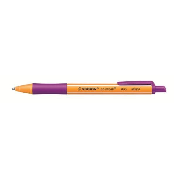 STABILO pointball - Penna a sfera - lilla - 0.5 mm - medio - retrattile