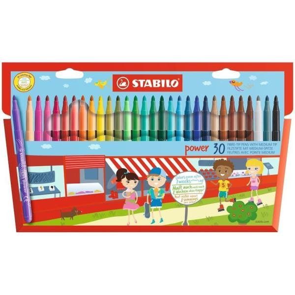 STABILO power - Penna punta in fibra - colori assortiti - 2 mm - larga (pacchet…