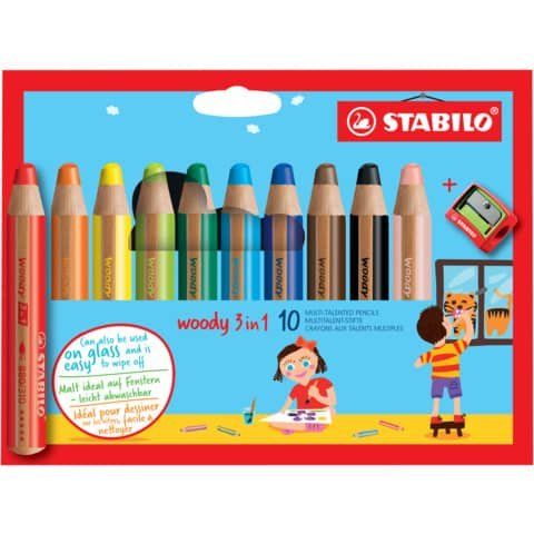 STABILO woody 3 in 1 - Pastello colorato - per vetro, pelle, metallo - colori a…