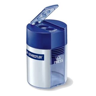 STAEDTLER - Temperino con contenitore - 2 fori - blu/argento - metallo, polisti…