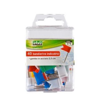 Spilli a bandierina - colori assortiti - Lebez - scatola 40 pezzi