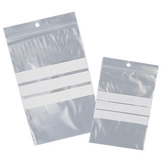 Sacchetti zip - con bande scrivibili e foro - 6 x 8 cm - 50 micron - LDPE - Viv…
