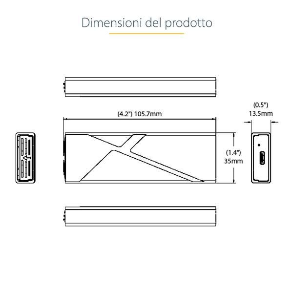 StarTech.com USB-C 10Gbps to M.2 NVMe or M.2 SATA SSD Enclosure, Tool-free M.2 …