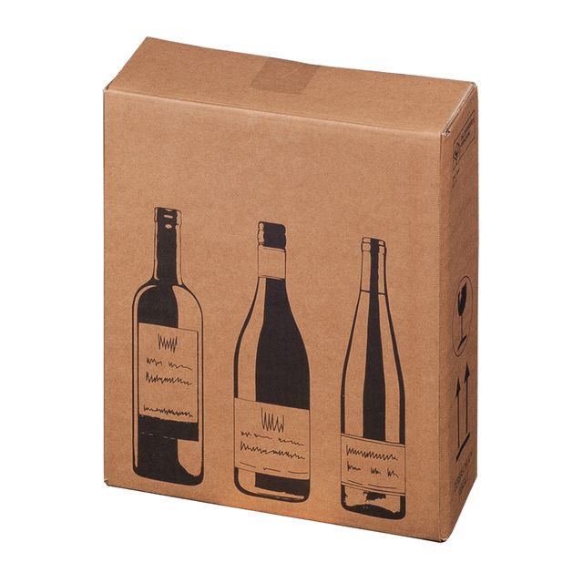 Scatola Wine Pack - 3 bottiglie - 30,5 x 10,8 x 36,8 cm - cartone doppia onda -…